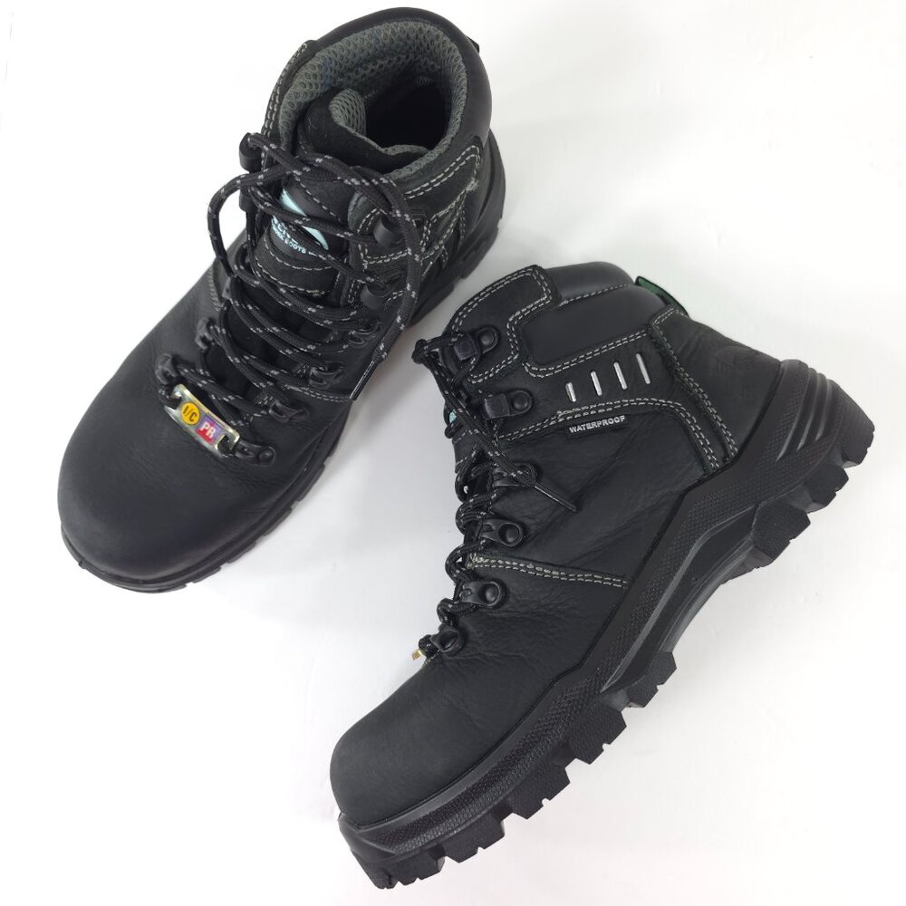 AVENGER WOMEN'S BREAKER WORK BOOTS INDUSTRIAL SIZE 7.5 BLACK LEATHER STEEL TOE..